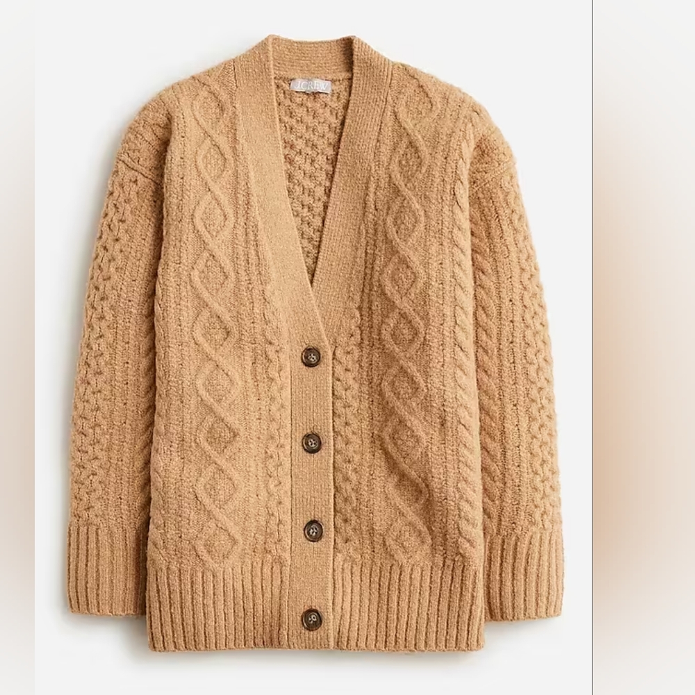 Jcrew cable knit stretch cardigan sweater
